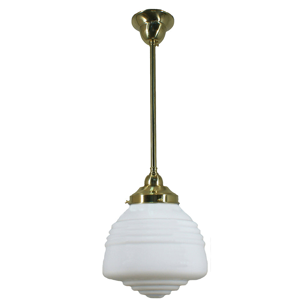 Single Rod Pendant Brass With Domec Opal Matt Glass - 3000270