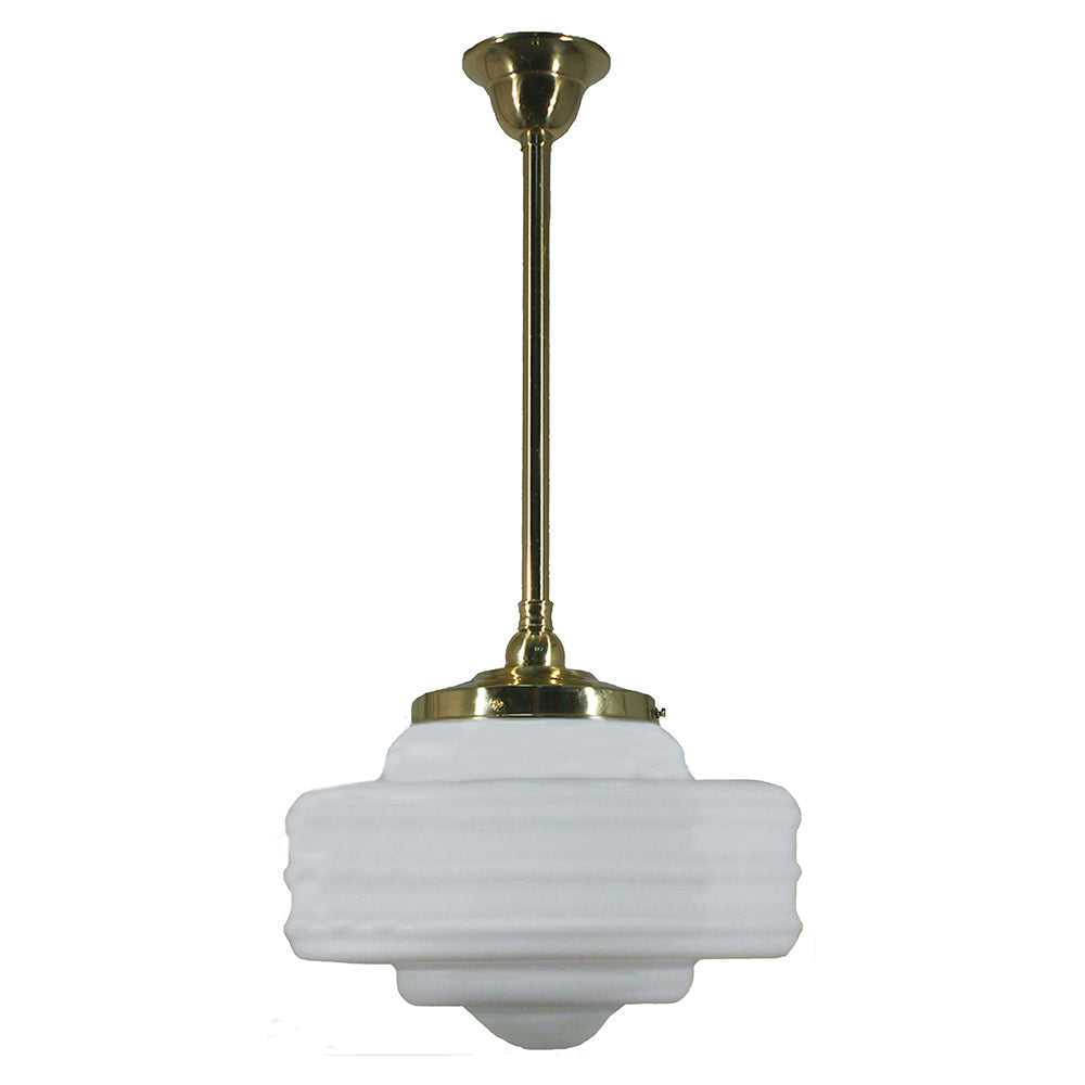 Buy Pendant Lights Australia Single Rod Pendant Brass With 14" Detroit Opal Matt Glass - 3000284