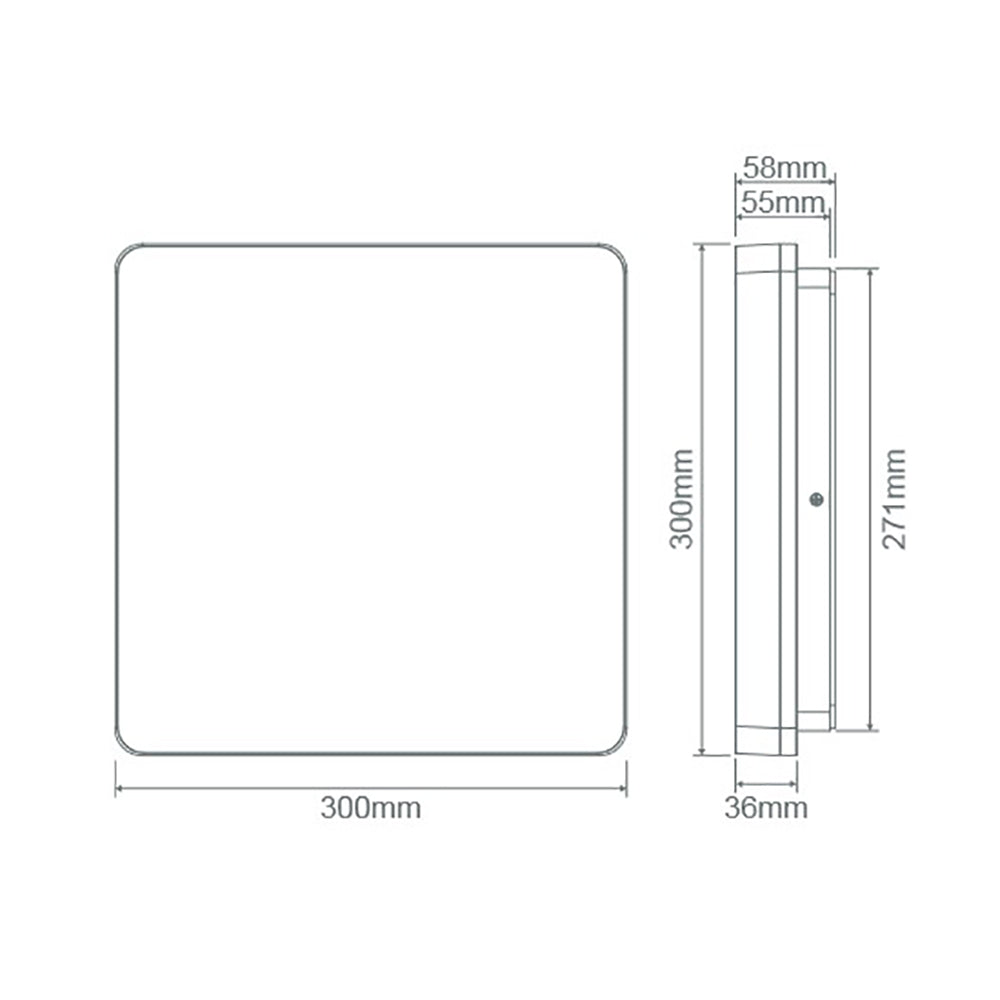 Buy LED Oyster Lights Australia Sunset Square LED Oyster Light W300mm White Polycarbonate 3CCT - 20887