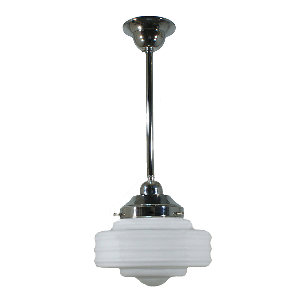 Buy Pendant Lights Australia Single Rod Pendant Chrome With 8" Detroit Opal Matt Glass - 3010179