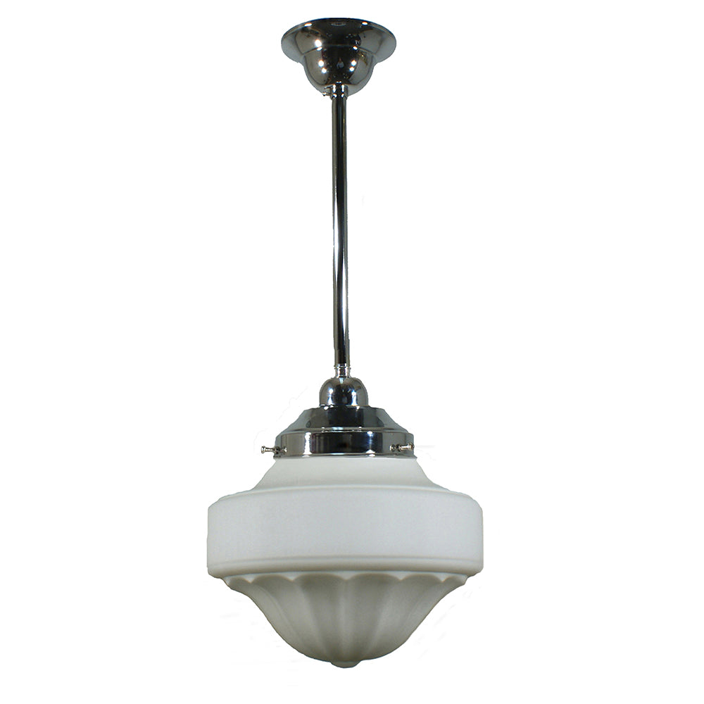 Buy Pendant Lights Australia Single Rod Pendant Chrome With 9" Derby Opal Matt Glass - 3010188