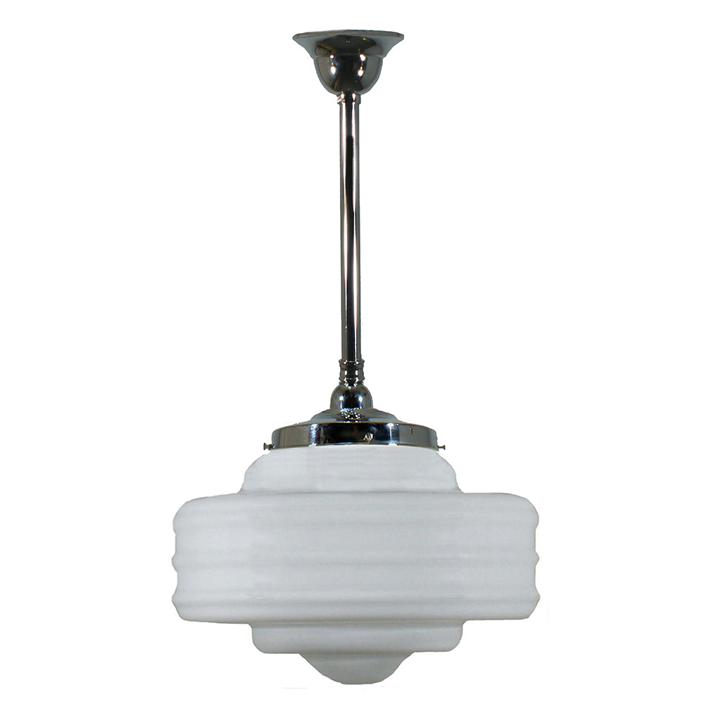 Buy Pendant Lights Australia Single Rod Pendant Chrome With 14" Detroit Opal Matt Glass - 3010196