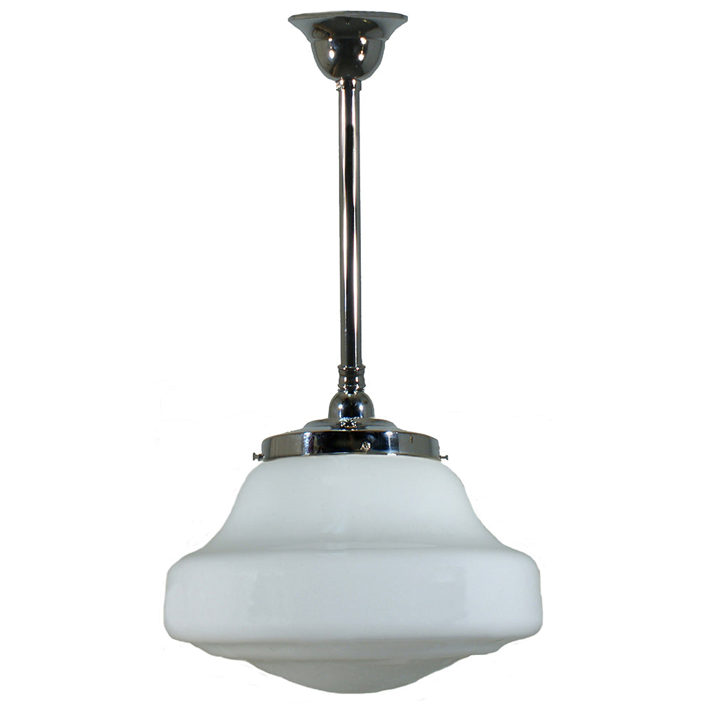 Buy Pendant Lights Australia Single Rod Pendant Chrome With Lincoln Schoolhouse Opal Matt Glass - 3010202