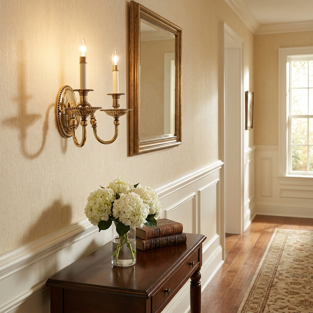 Cambridge 2 Light Wall Light Burnished Brass - HK-CAMBRIDGE2