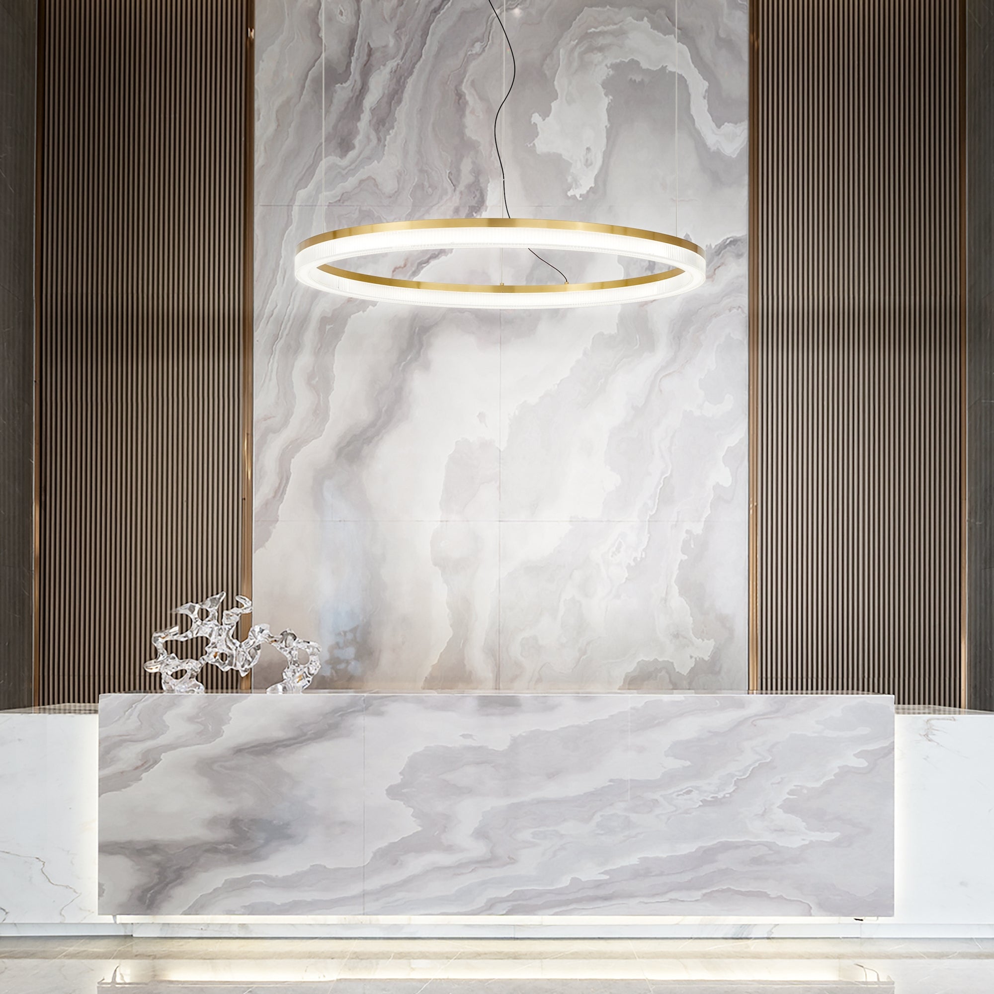 Crown Large LED Metal Pendant 42W 3000K Brass - 314921