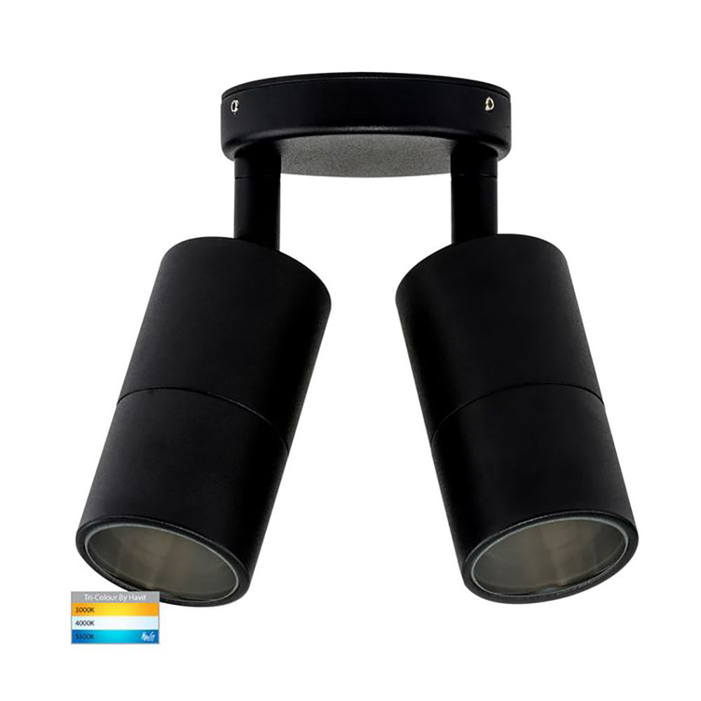 Buy Exterior Spotlights Australia Tivah Exterior 2 Spotlights Adjustable Black Aluminium 3CCT - HV1325T