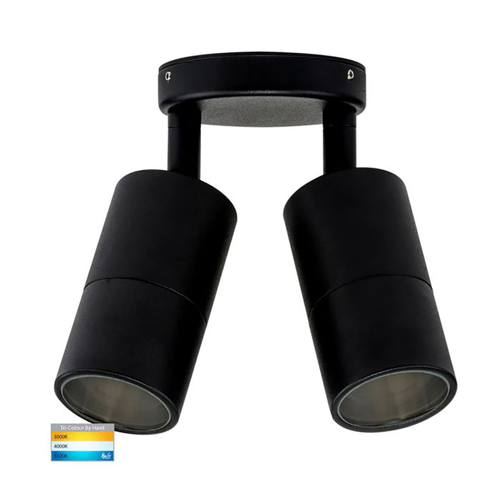 Tivah Exterior 2 Spotlights Adjustable Black Aluminium 3CCT - HV1325T