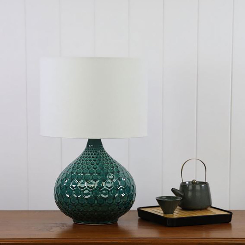 Buy Floor Lamps Australia Ridley Floor Lamp White Cotton Teal Ceramic - OL94524