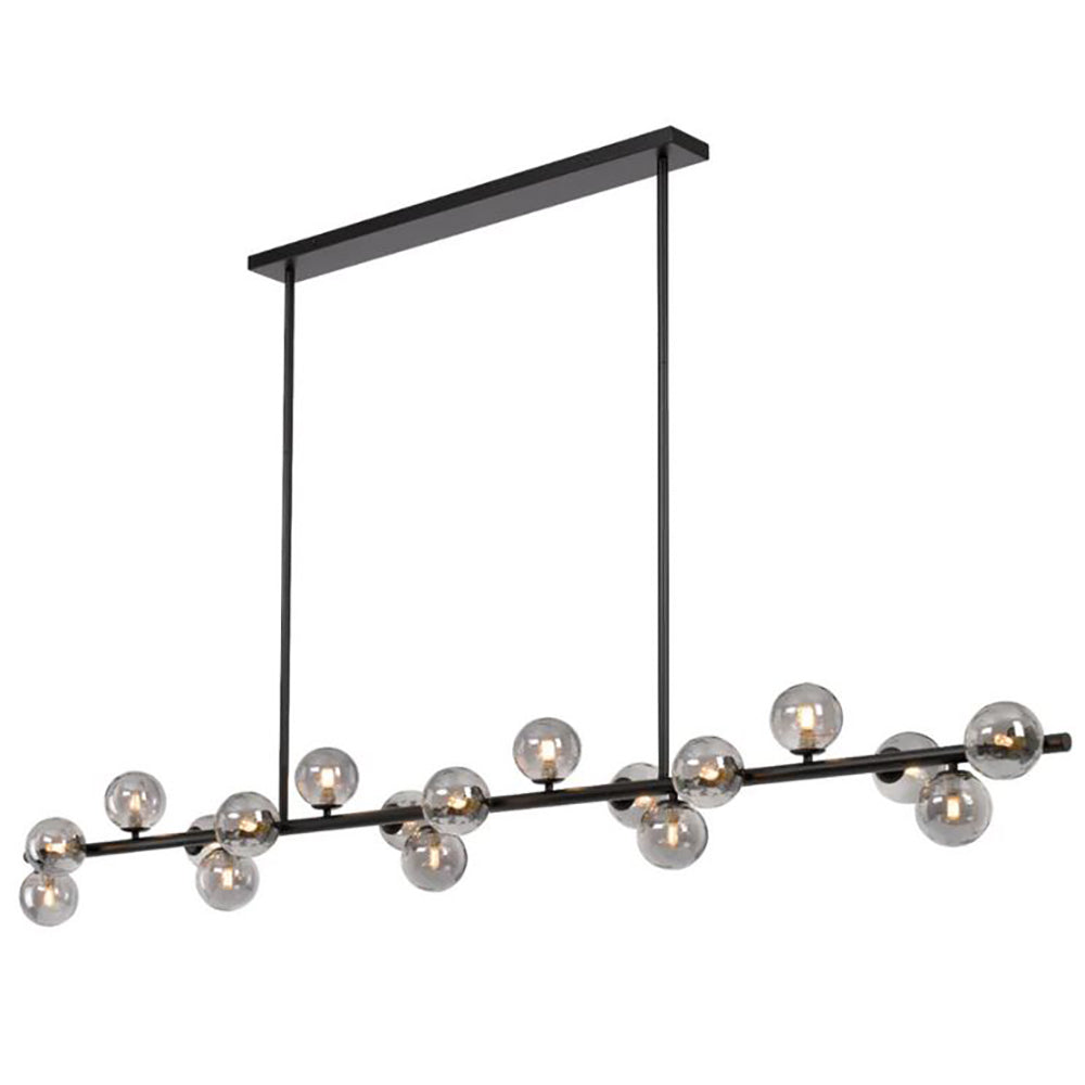 Buy Island Pendant Lights Australia Moran Island Pendant 18 Lights Black Metal / Smoke Glass - MORAN PE18-BKSM