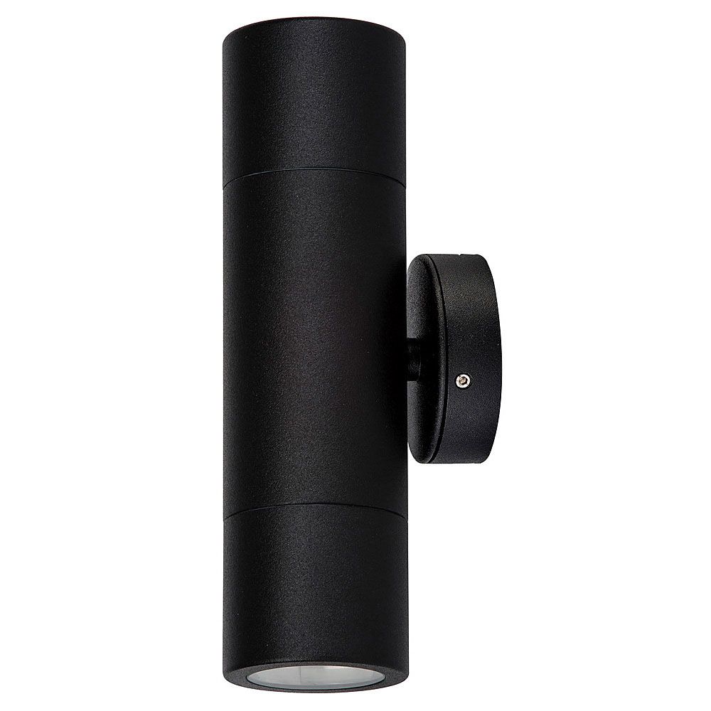 Buy Up / Down Wall Lights Australia Round Exterior Up/Down Wall Pillar 2 Lights Black Aluminium - 2122B