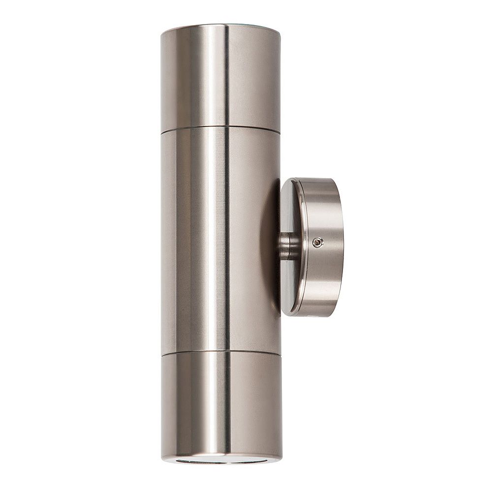 Round Exterior Up/Down Wall Pillar 2 Lights Titanium Aluminium - 2122T