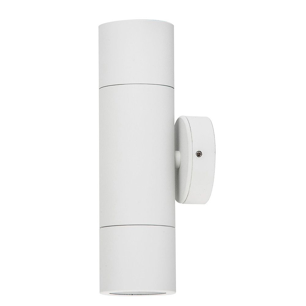 Buy Up / Down Wall Lights Australia Round Exterior Up/Down Wall Pillar 2 Lights White Aluminium - 2122W
