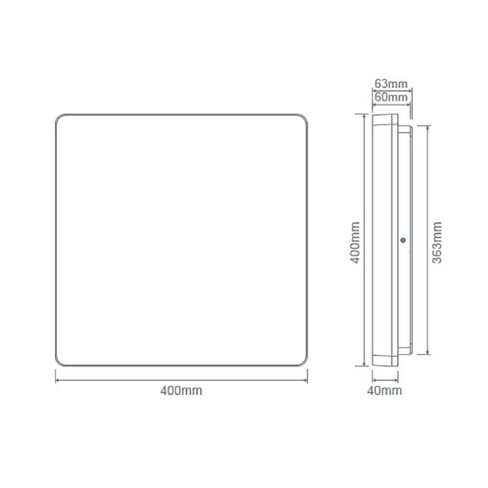 Buy LED Oyster Lights Australia Sunset Square LED Oyster Light W400mm White Polycarbonate 3CCT - 20888
