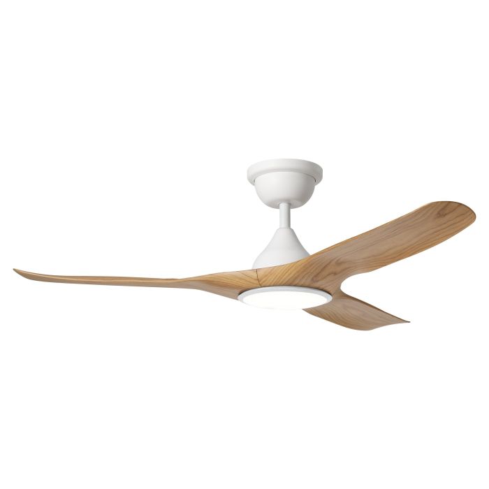 Tahiti DC Ceiling Fan with LED Light 52" 40W 3CCT Matt White & Blackbutt - 20801816