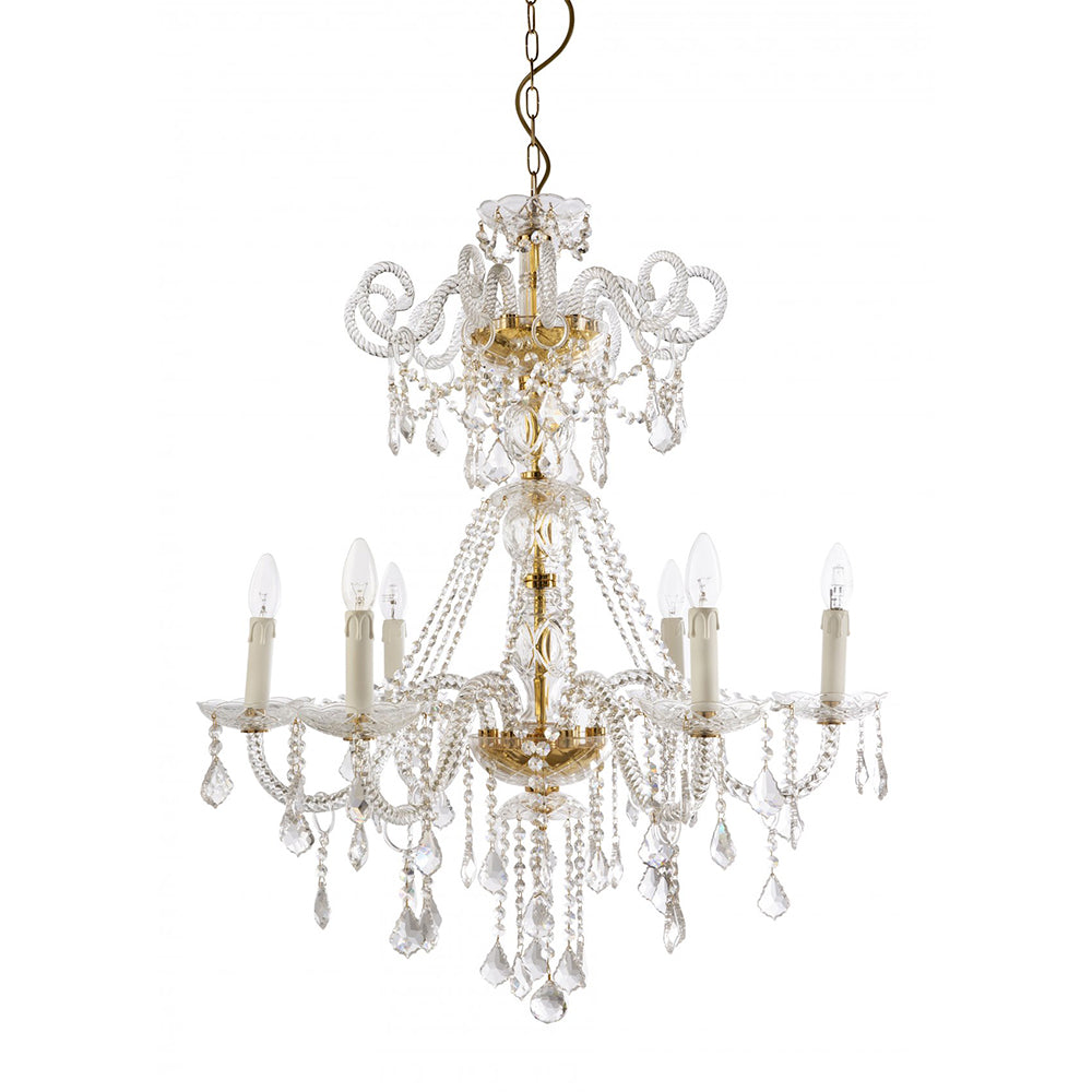 Buy Chandeliers Australia Fiorentino Lighting - DREAM 6 Light Crystal Chandelier Gold