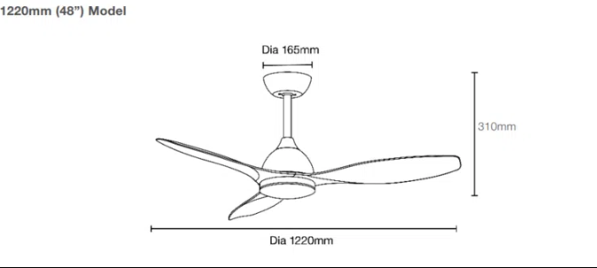 Elite DC Ceiling Fan 48" 3 Blade Matt White With WIFI Remote - MEDC123W