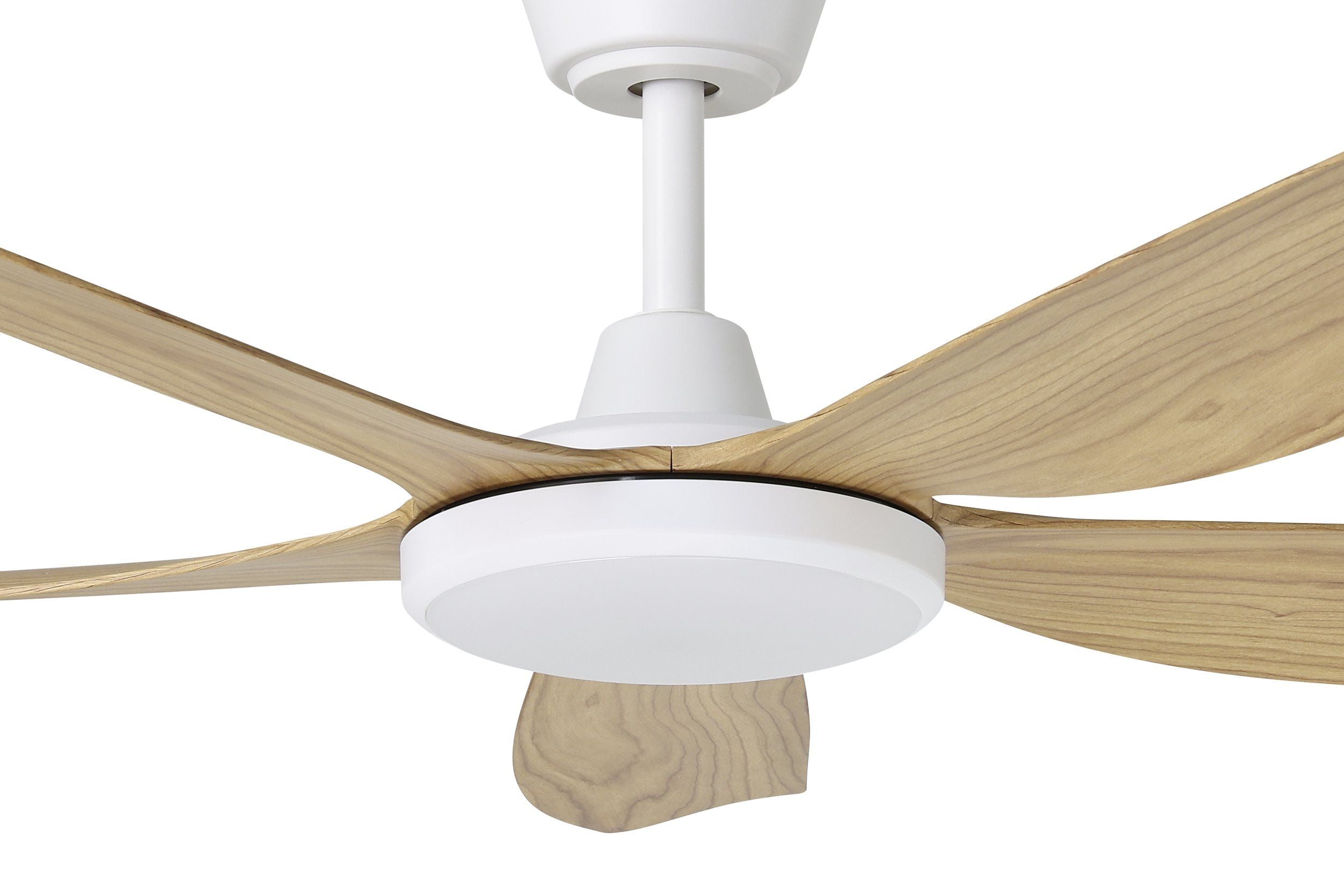 Miami DC Ceiling Fan 48" With LED Light White With Blackbutt Blade - 20796616