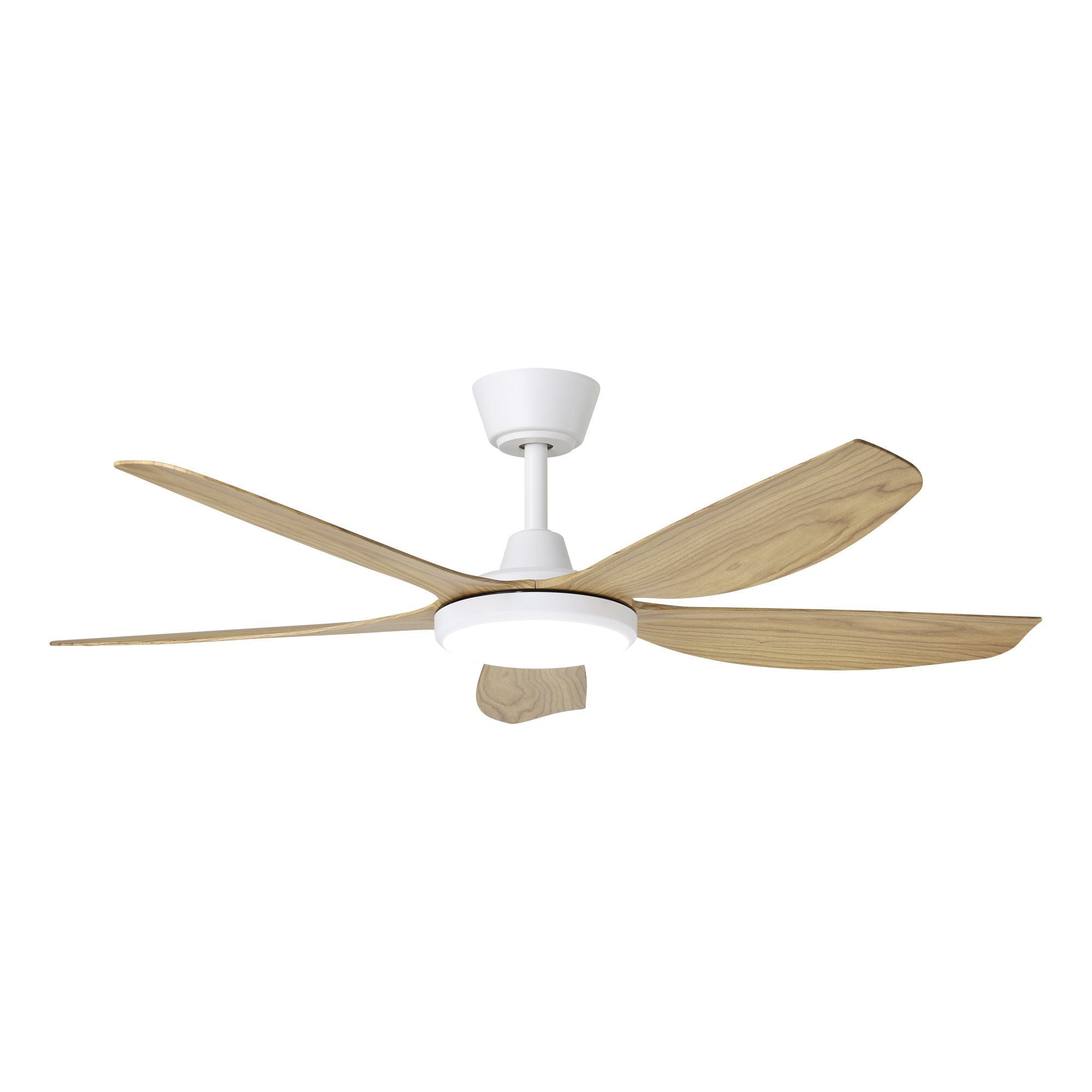 Miami DC Ceiling Fan 48" With LED Light White With Blackbutt Blade - 20796616