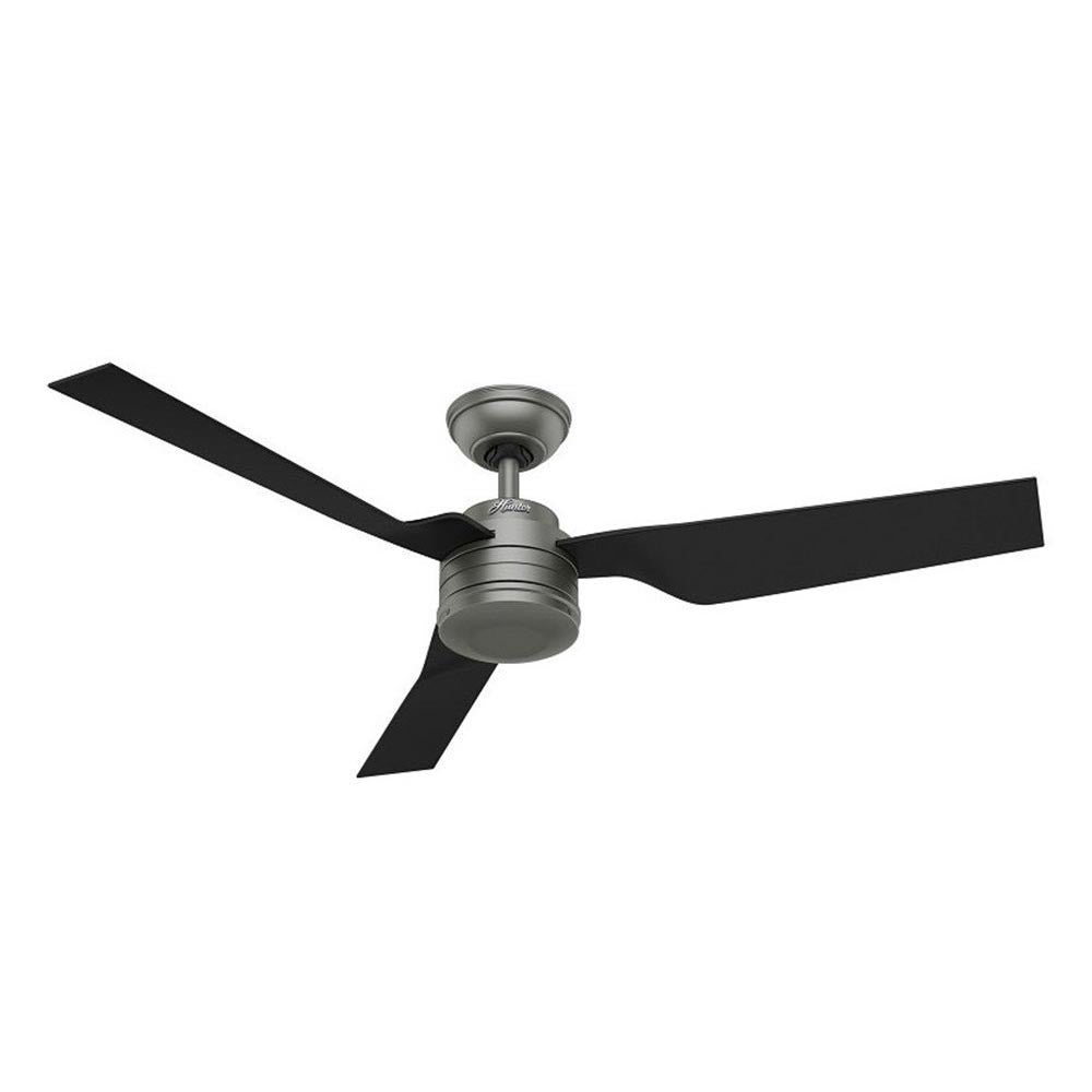 Cabo Frio AC Ceiling Fan 52" Matte Silver with Matte Black outdoor moulded blades - 50638