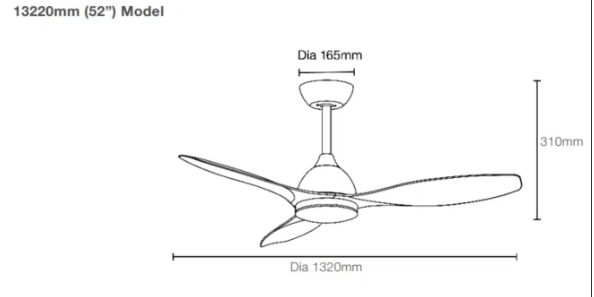 Elite DC Ceiling Fan 52" 3 Blade Matt White With WIFI Remote - MEDC133W