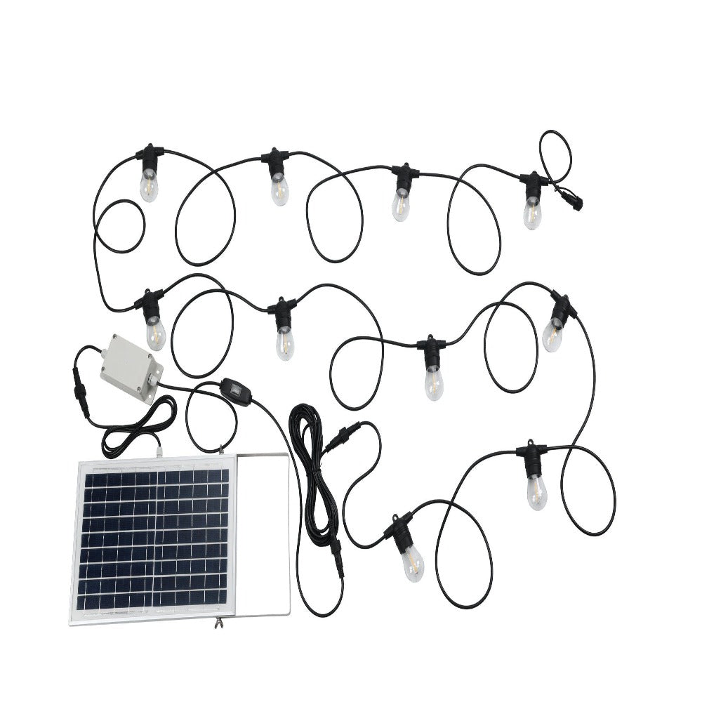 Buy Festoon Lights Australia Festoon Solar 10 Lights 12V L13000mm Black Plastic 2700K - 205891N
