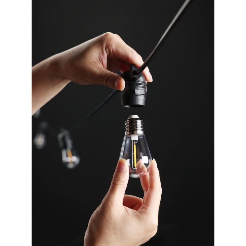 Buy Festoon Lights Australia Festoon Solar 10 Lights 12V L13000mm Black Plastic 2700K - 205891N