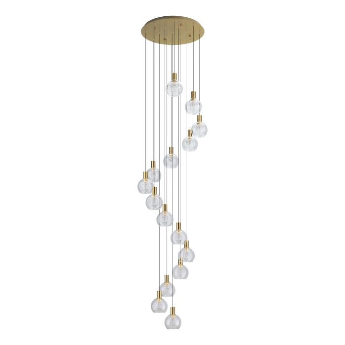 Terque 540mm LED Crystal Pendant Light 5.4W 3000K Brushed Brass & Clear - 206678