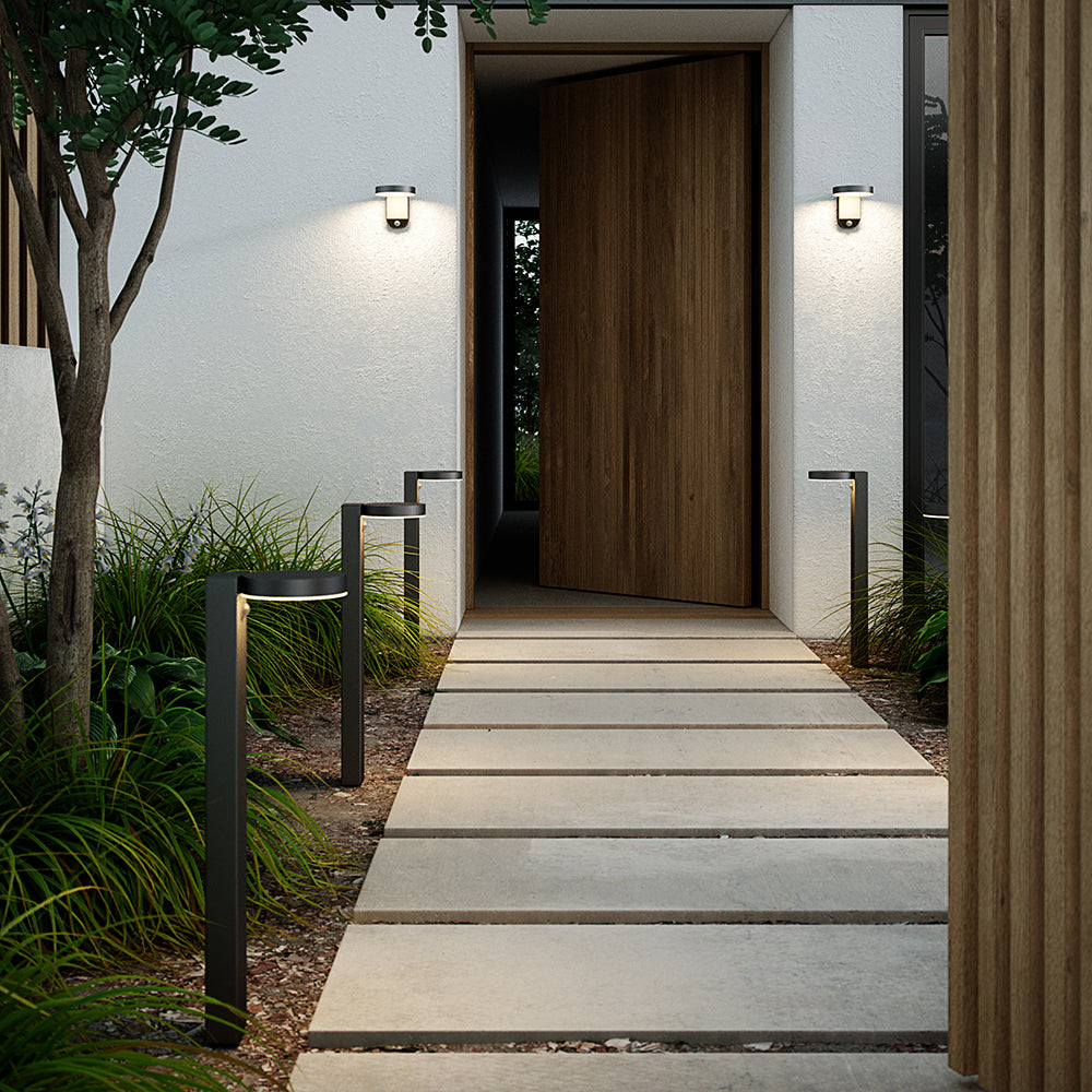 Buy Solar Lights Australia Rica Round Solar Pathway Light With Sensor 12V Black Stainless Steel 3000K - 2118158003