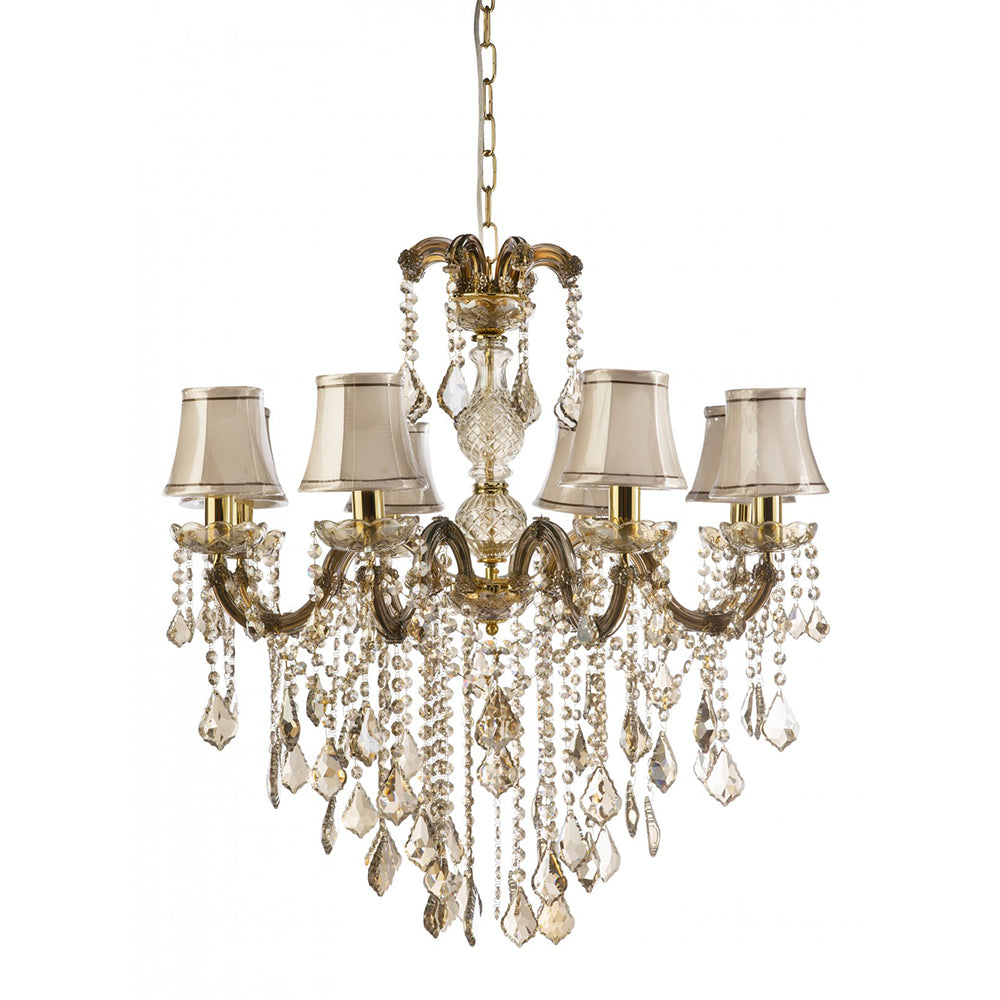 Buy Chandeliers Australia Fiorentino Lighting - NOTREDAME 8 Crystal Chandelier Amber & Beige