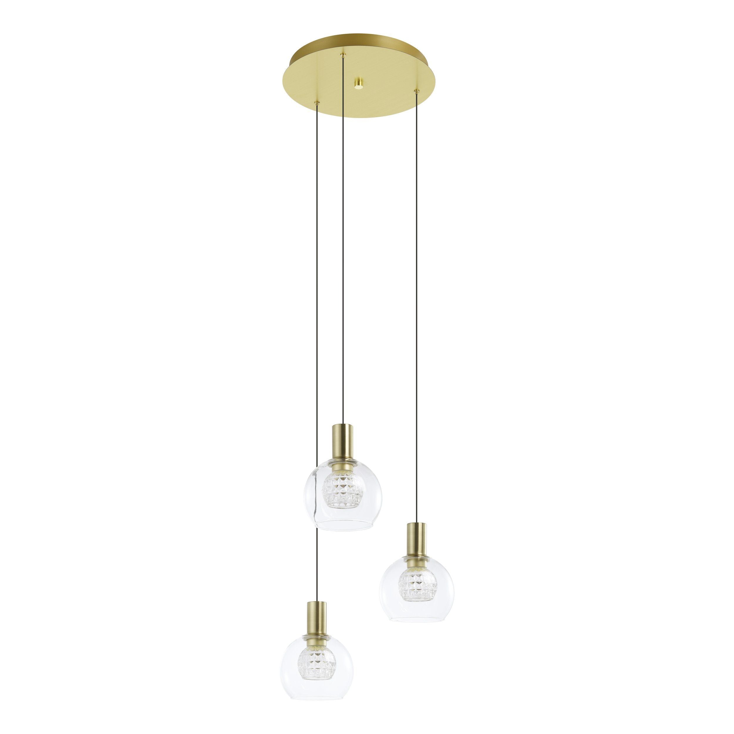 Terque 3 Light Pendant Light Black & Brushed Brass - 207167