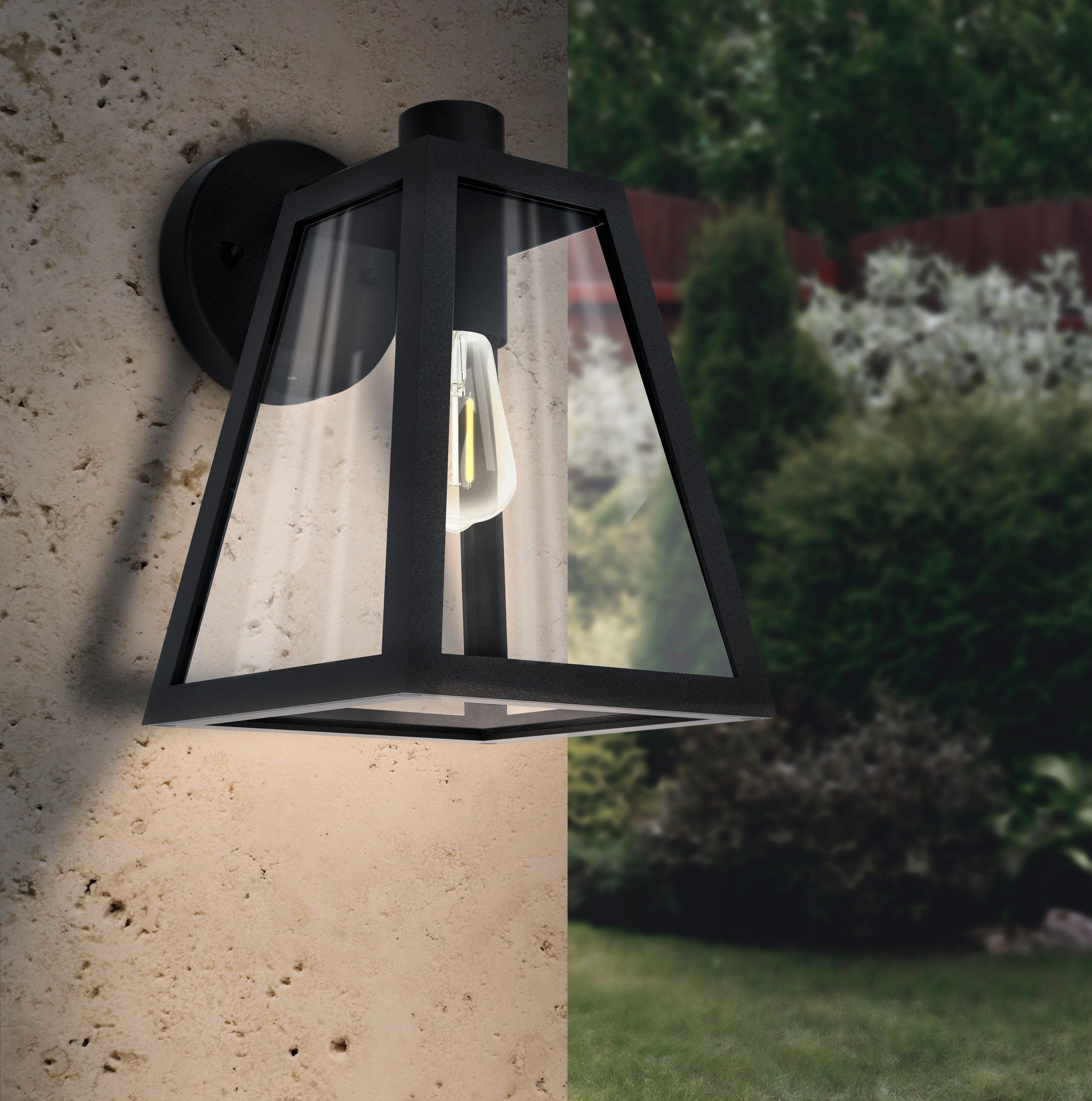 Buy Outdoor Wall Lanterns Australia Mirandola 1 Light Wall Lantern Height 270 mm Black Aluminium - 98719N