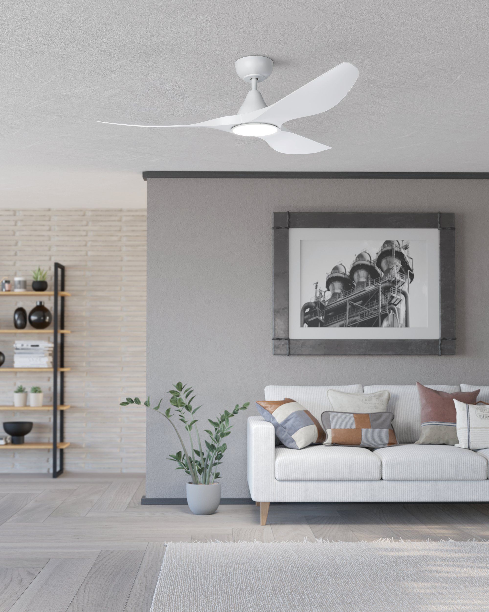 Buy DC Ceiling Fans With Light Australia Surf DC Ceiling Fan 52" Matt White LED Light Matt White - 20549901