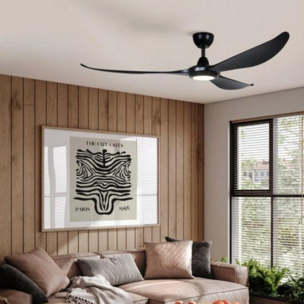 Buy DC Ceiling Fans With Light Australia KURRAWA DC Ceiling Fan 72" Tuneable White LED Light Black - 20619102
