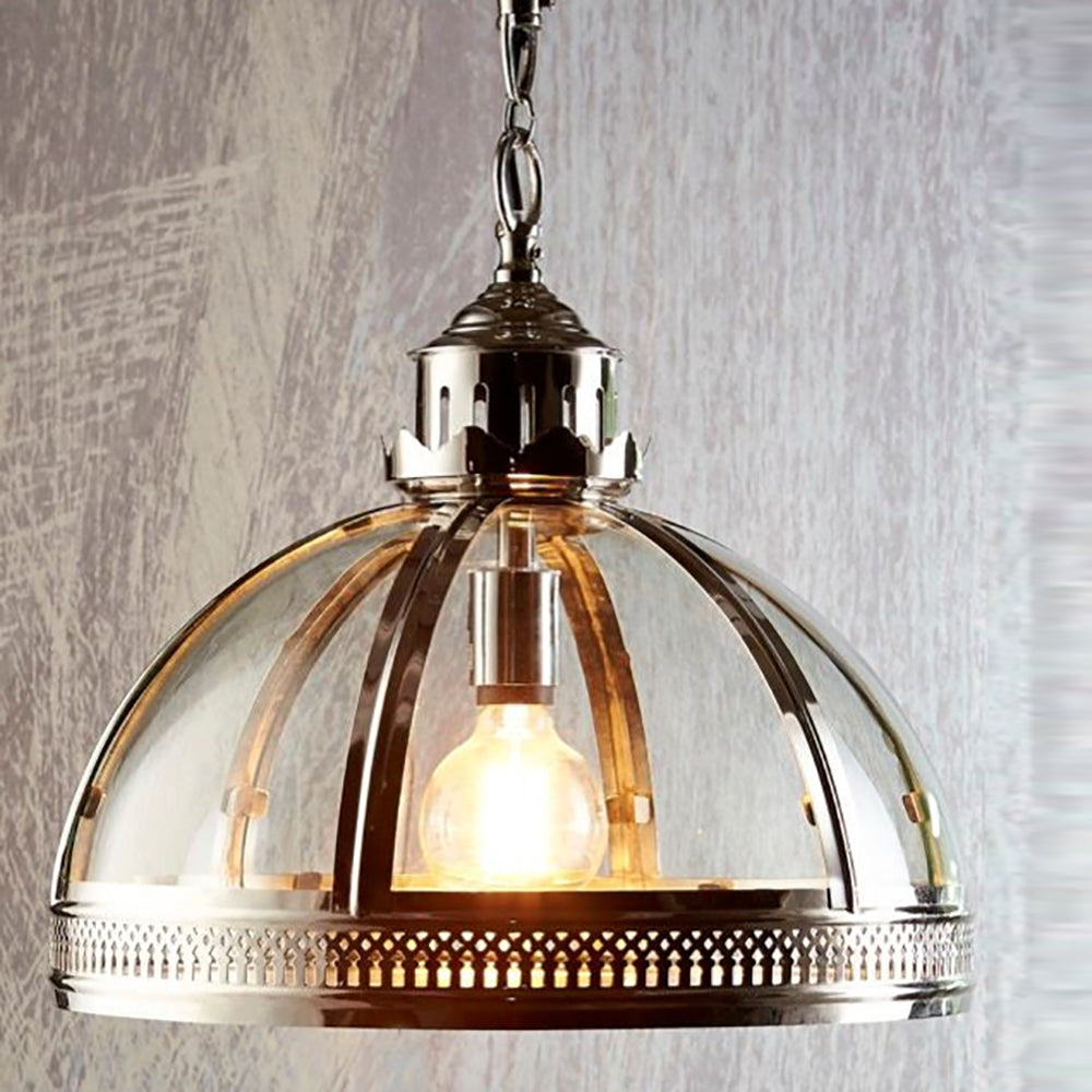 Buy Pendant Lights Australia Winston 1 Light Pendant Shiny Nickel Medium - ELCITFR3790SH