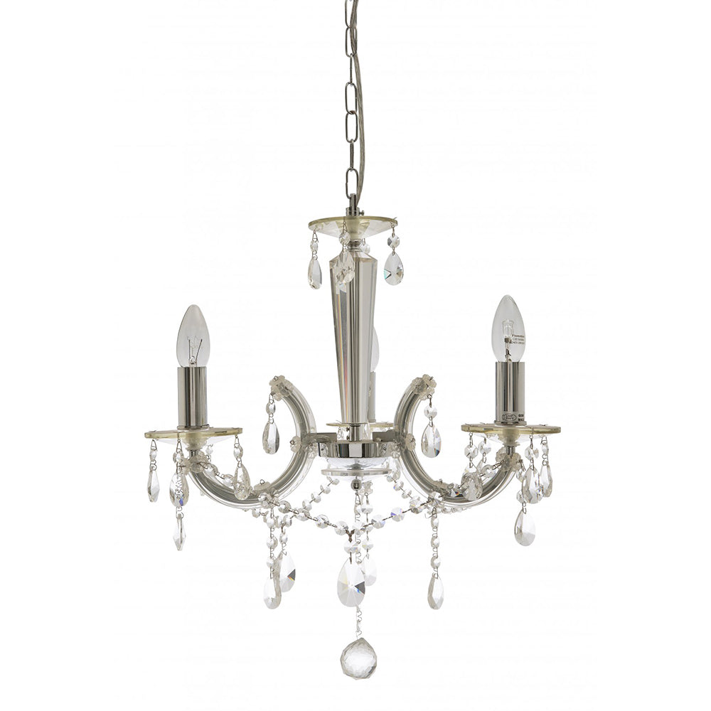 Buy Chandeliers Australia Fiorentino Lighting - DAVINCI 3 Light Crystal Chandelier Chrome