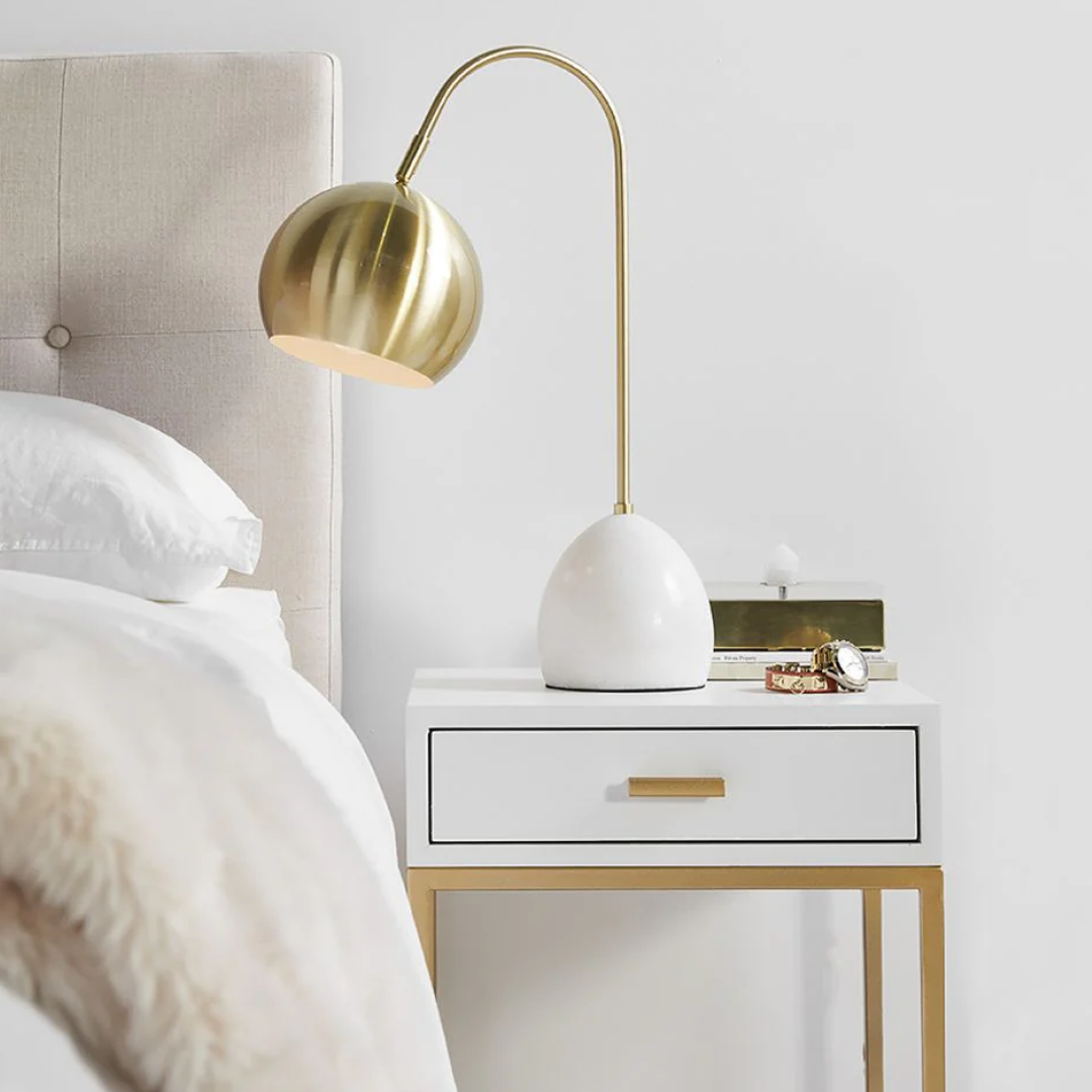 Swift Table Lamp White Base With Brass Shade - 11737