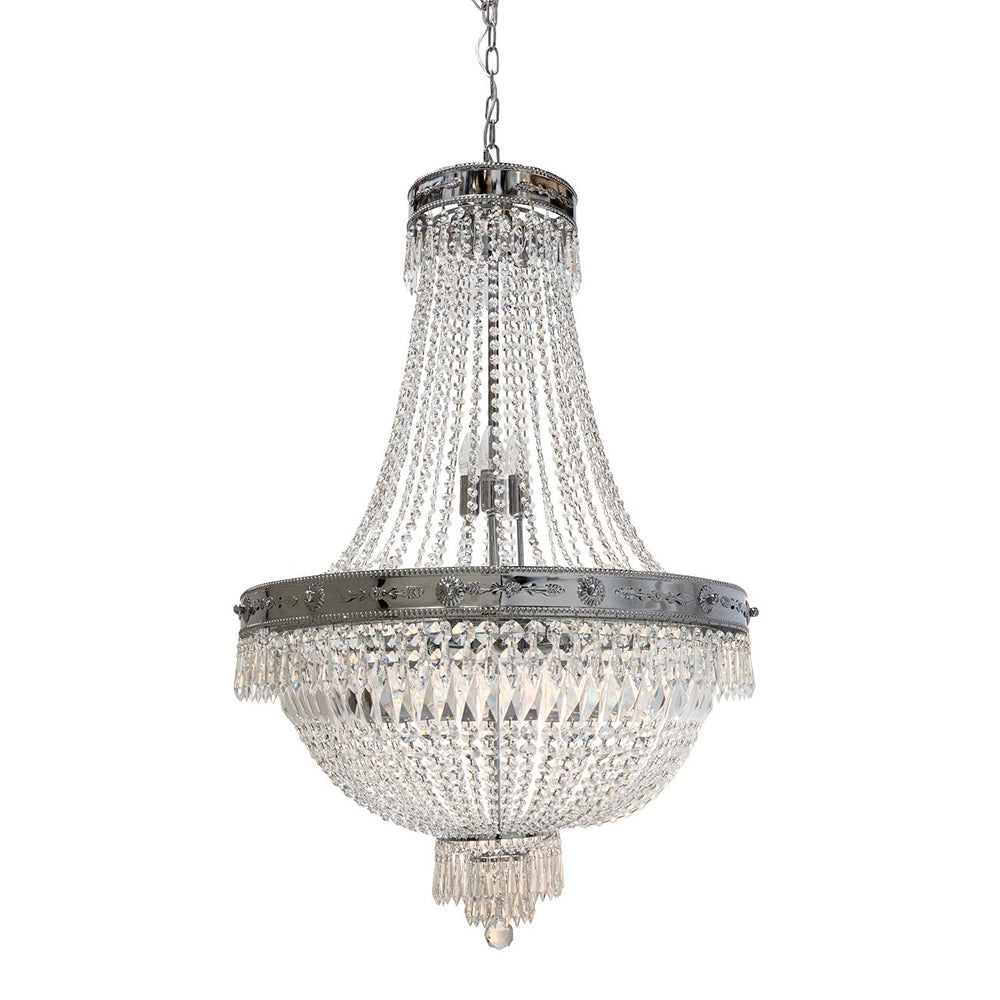 Buy Chandeliers Australia Fiorentino Lighting - IMPERO 5 Light Crystal Chandelier 400mm Chrome