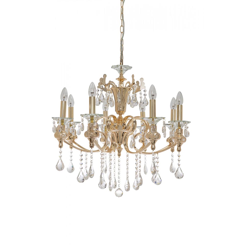 Buy Chandeliers Australia Fiorentino Lighting - AMATRICE 8 Light Gold Crystal Chandelier