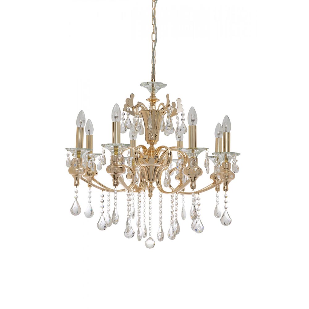 Fiorentino Lighting - AMATRICE 8 Light Gold Crystal Chandelier