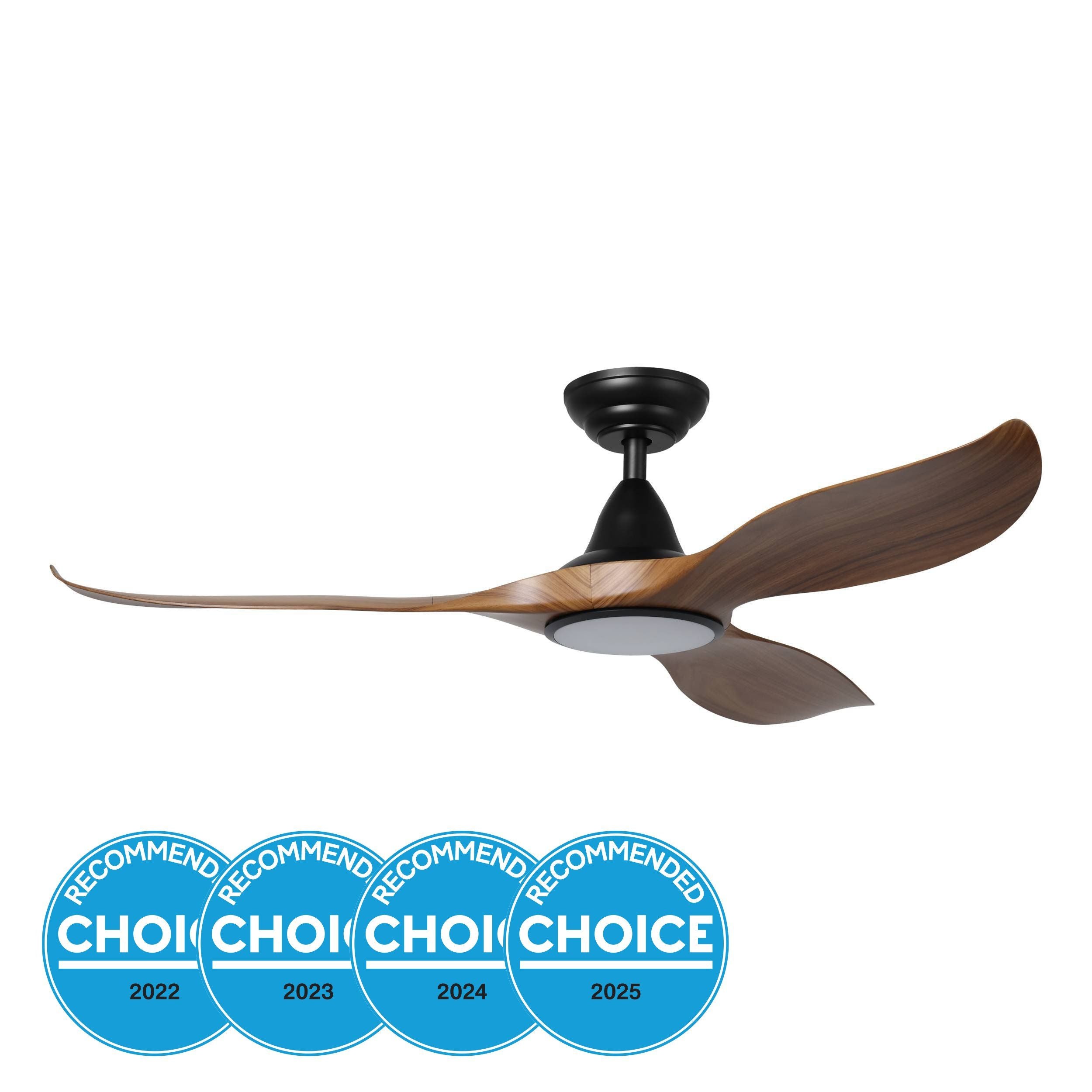 Noosa LED DC Ceiling Fan 60" Black Matt 38W Tri Colour With New Teak Blade - 20685107