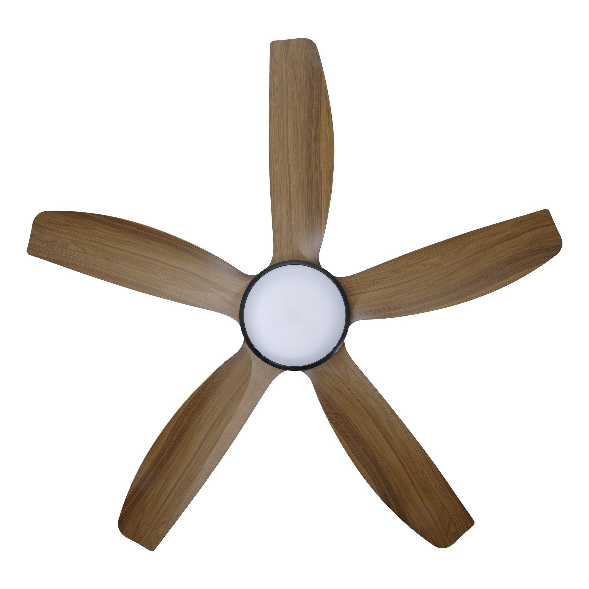 Miami DC Ceiling Fan 52" With LED Light Black With Teak Blade - 20796707