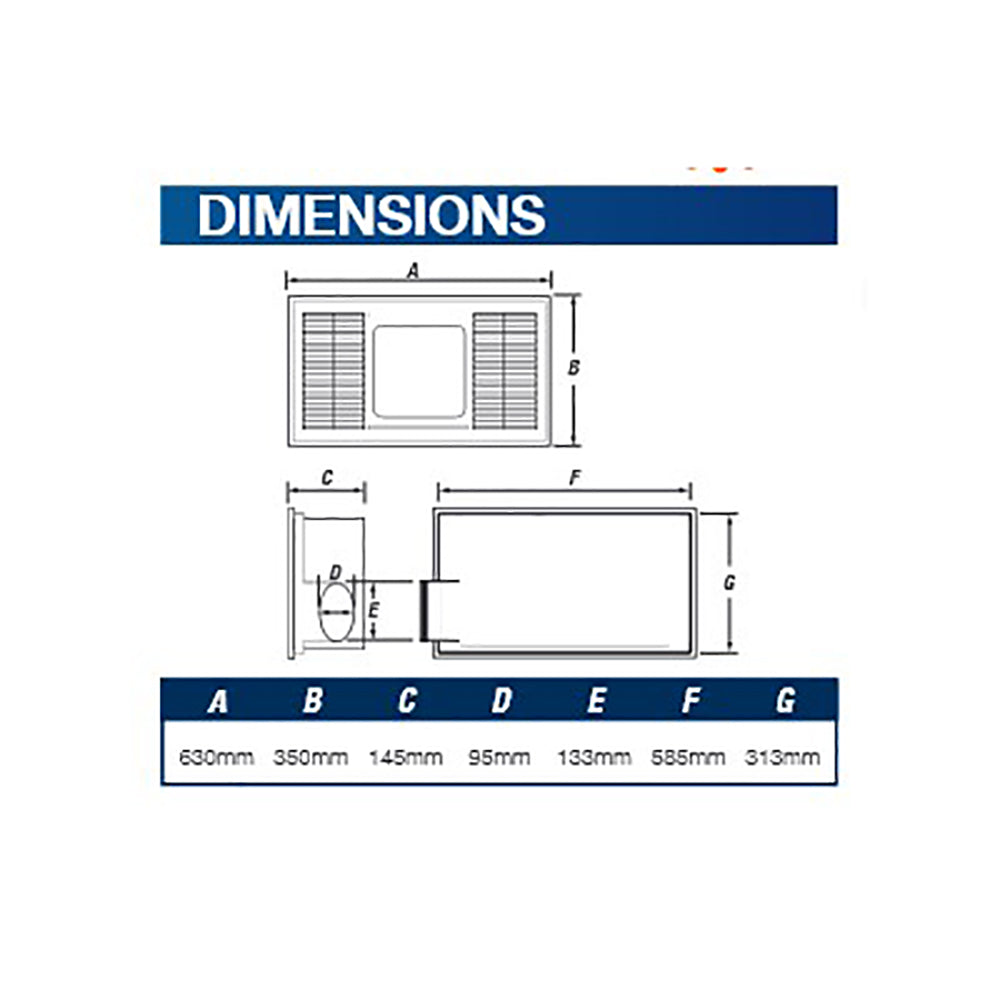 Buy 3 In 1 Bathroom Heaters Australia Madrid 3 In 1 Bathroom Heater White 4000K - MAD31FHLX