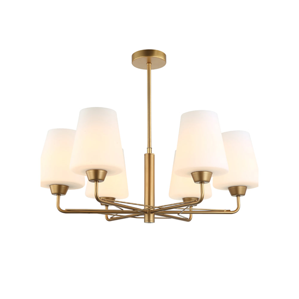 Abbey 6 Light Gold With Opal Glass Pendant - ABBEY2