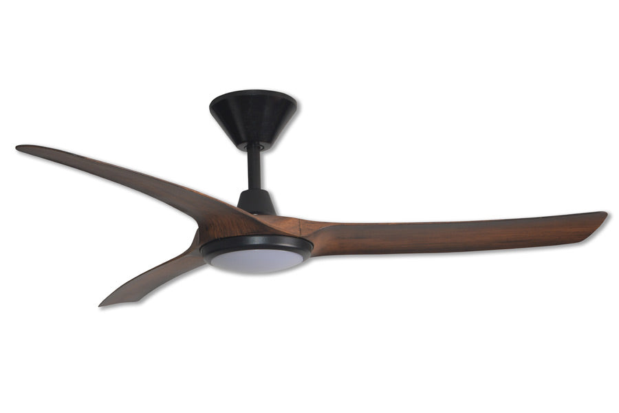Aqua 3 DC Ceiling Fan 52" With LED Light 18W Tri Colour Matt Black With Koa Blades - AIPL113