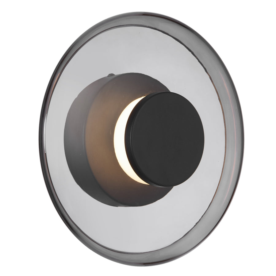 Amity LED Wall Light 8W 3000K Black & Smoke - AMITY WB25-BKSM