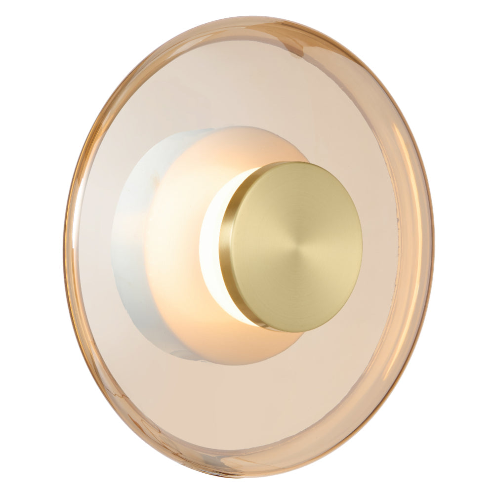 Amity LED Wall Light 8W 3000K Brass & Amber - AMITY WB25-BRSAM