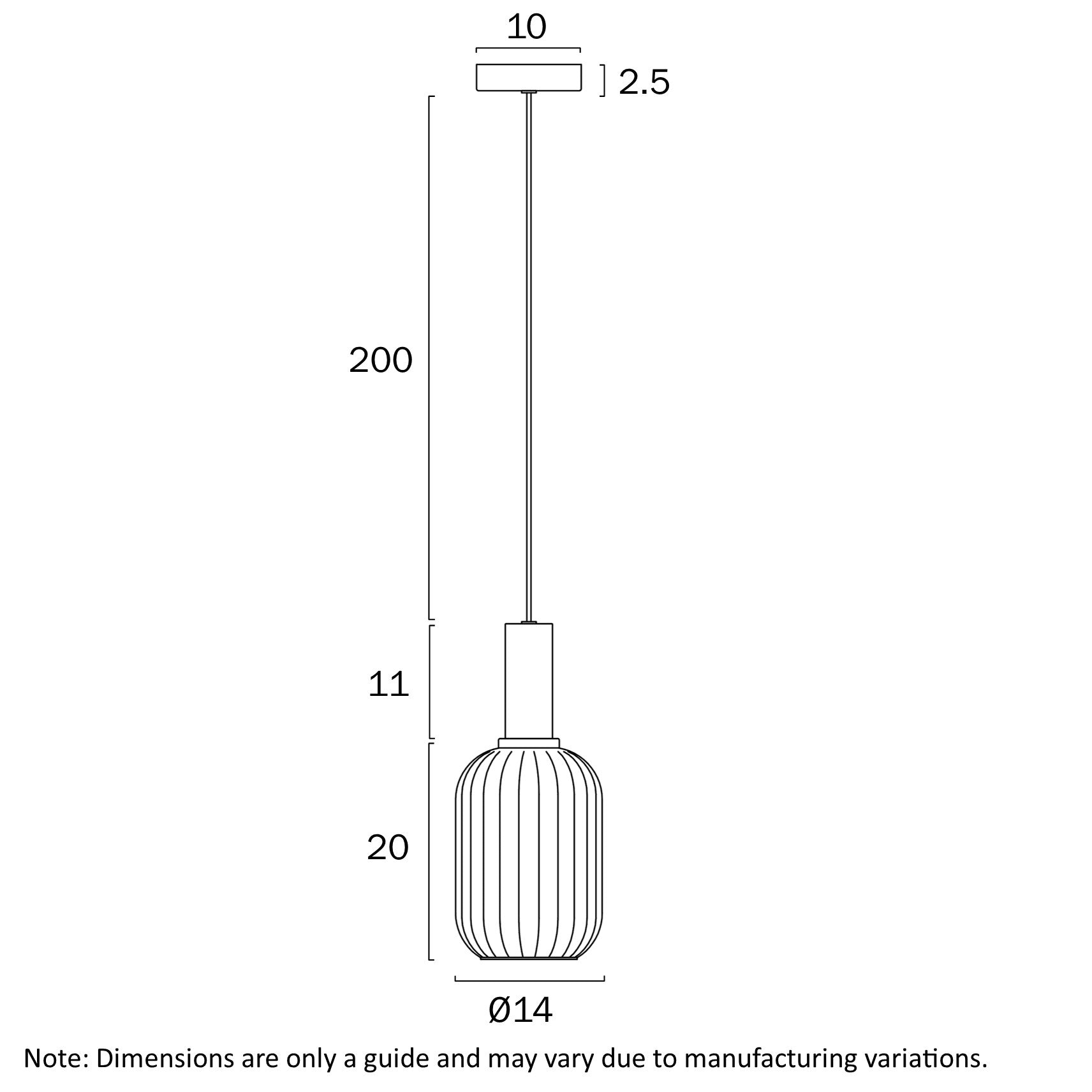 Aosta 13CM Pendant Light Black - AOSTA PE13-BKFR