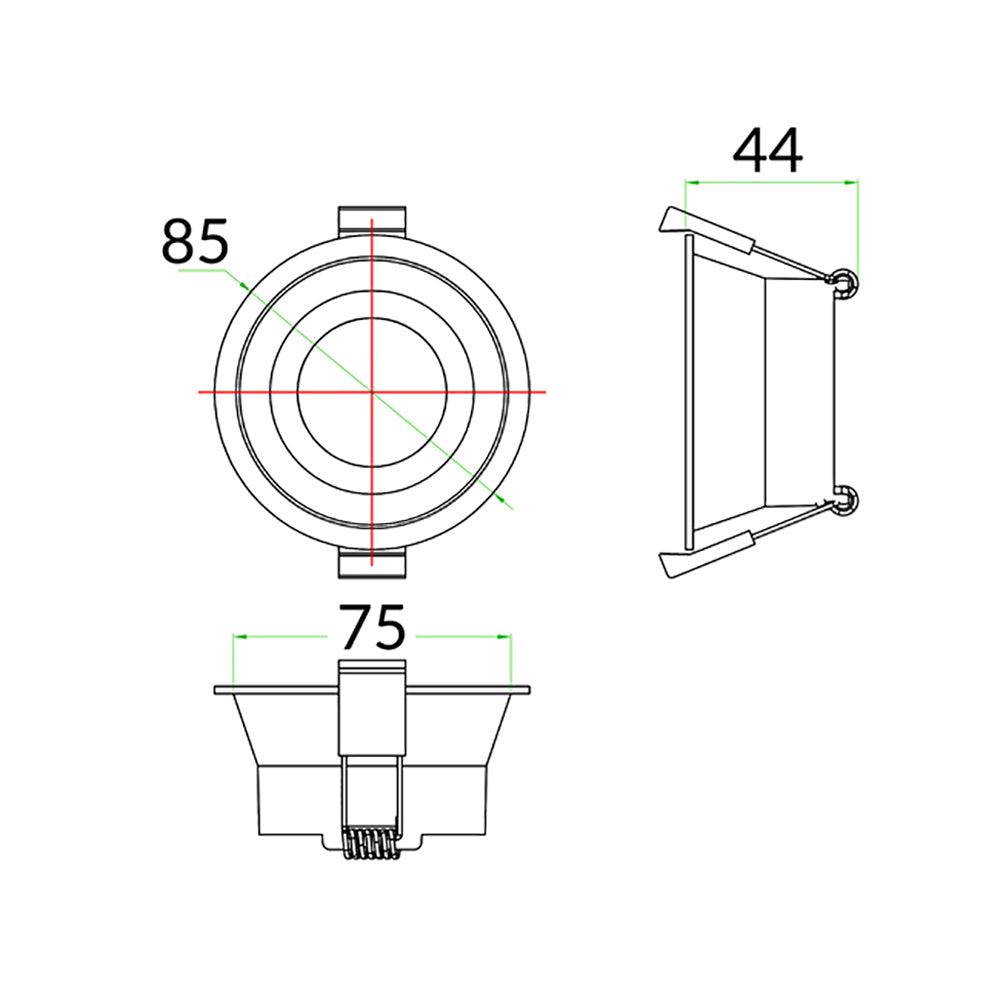 Buy Downlight Frames Australia ARC White Downlight Frame Round Low Glare Fixed 75mm - ARC3