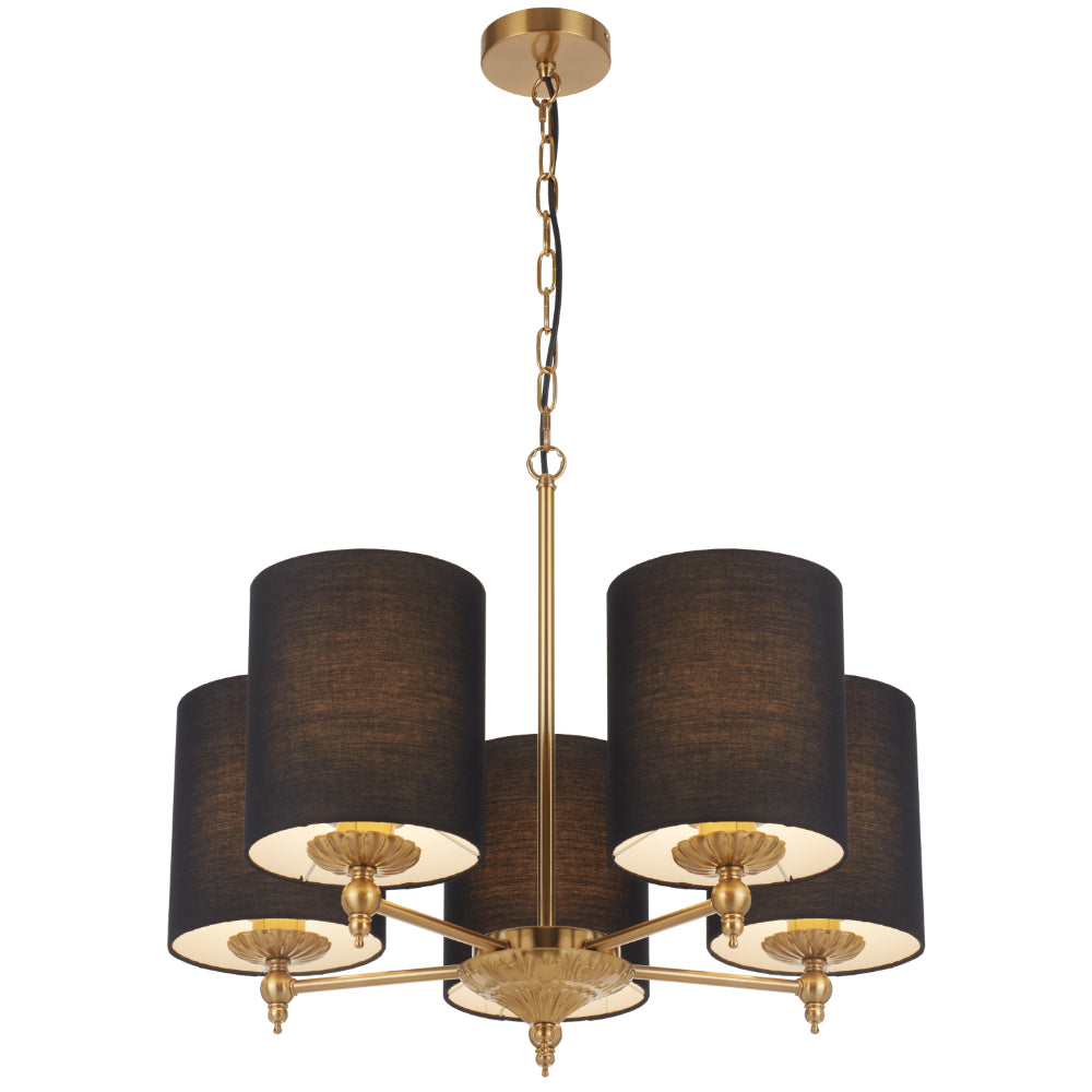 Argos 5 Light Pendant Antique Gold & Black - ARGOS PE5-AGBK