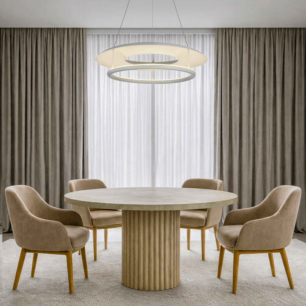 Ariva LED 620mm Pendant Light 26W Tri Colour White - ARIVA PE62-WH